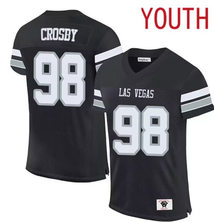 youth Las Vegas raiders #98 Crosby black 2024 Nike Limited NFL throwback Jersey